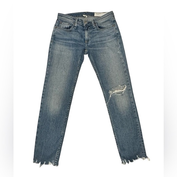 Rag & Bone Distressed Dre Low Rise Ankle Slim Boyfriend Jeans 24 EUC - Picture 5 of 16